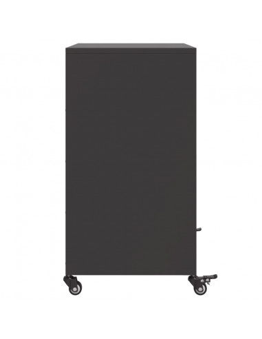 Credenza Nera 68x39x72 cm in Acciaio Laminato a Freddo