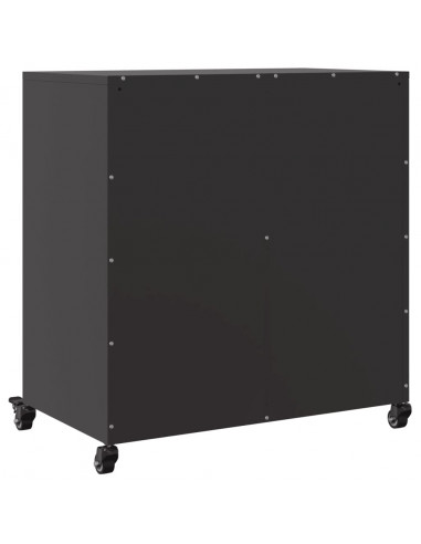 Credenza Nera 68x39x72 cm in Acciaio Laminato a Freddo