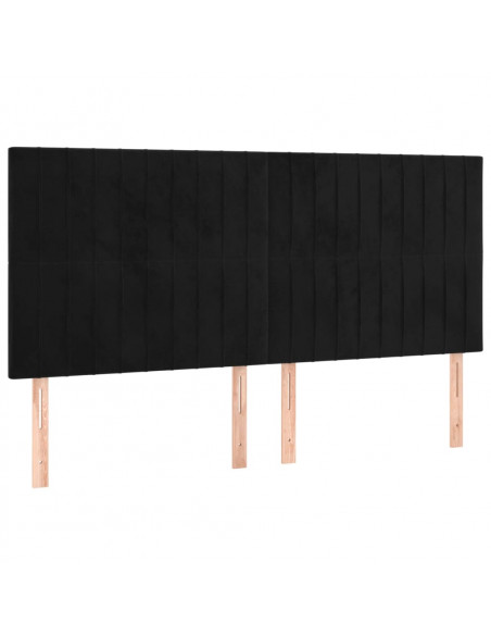 Testiera 4 pz Nera 90x5x78/88 cm in Velluto