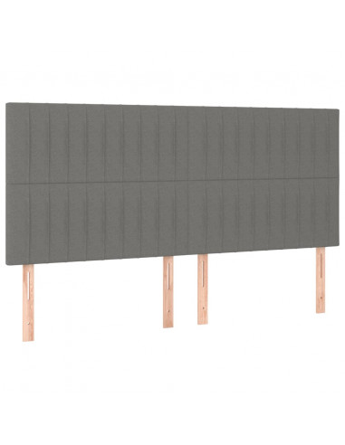 Testiera 4 pz Grigio Scuro 90x5x78/88 cm in Tessuto