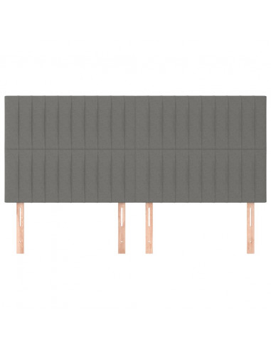 Testiera 4 pz Grigio Scuro 90x5x78/88 cm in Tessuto