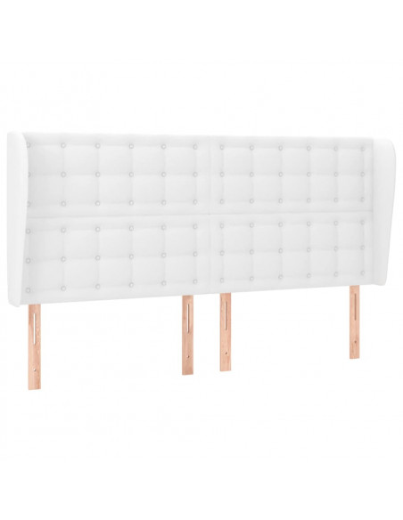 Testiera ad Orecchio Bianca 183x23x118/128 cm in Similpelle