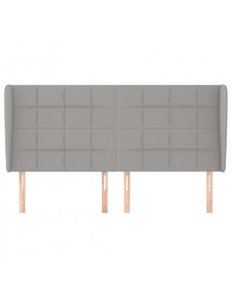 Testiera ad Orecchio Grigio Chiaro 183x23x118/128 cm in Tessuto