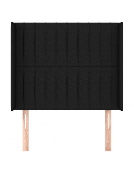 Testiera ad Orecchio Nera 93x16x118/128 cm in Tessuto