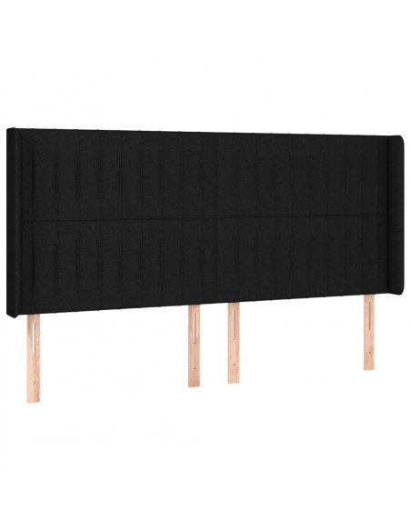 Testiera ad Orecchio Nera 183x16x118/128 cm in Tessuto