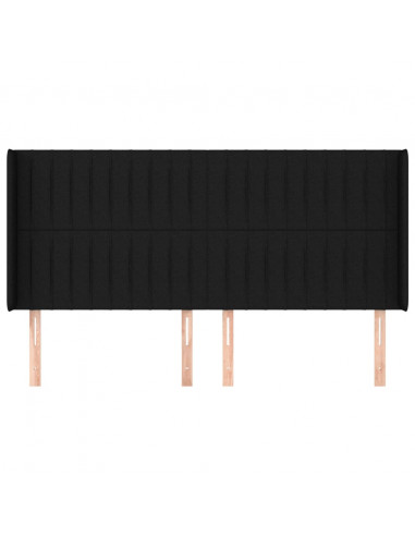 Testiera ad Orecchio Nera 183x16x118/128 cm in Tessuto