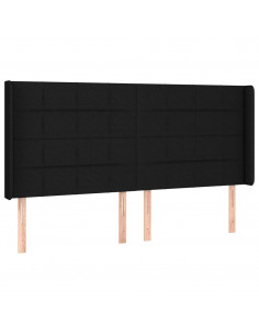 Testiera ad Orecchio Nera 163x16x118/128 cm in Tessuto 2