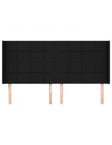 Testiera ad Orecchio Nera 163x16x118/128 cm in Tessuto