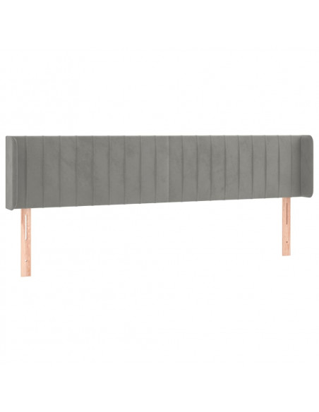 Testiera ad Orecchio Grigio Chiaro 183x16x78/88 cm in Velluto
