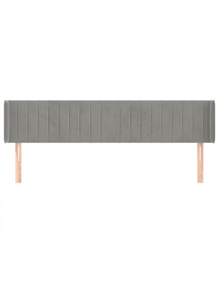 Testiera ad Orecchio Grigio Chiaro 183x16x78/88 cm in Velluto