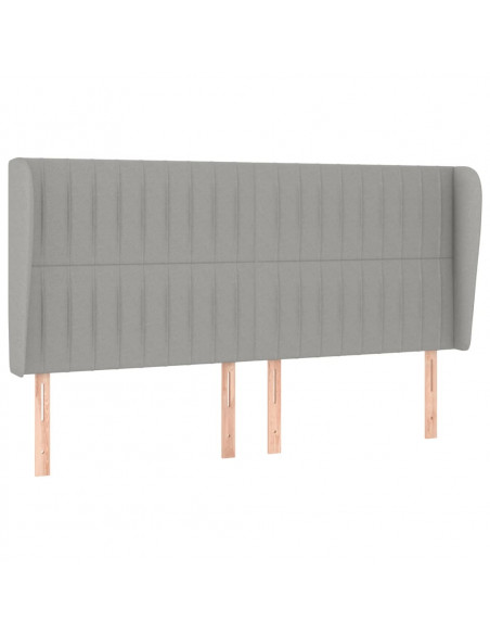 Testiera ad Orecchio Grigio Chiaro 183x23x118/128 cm in Tessuto