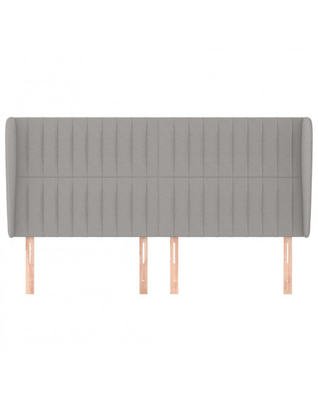 Testiera ad Orecchio Grigio Chiaro 183x23x118/128 cm in Tessuto