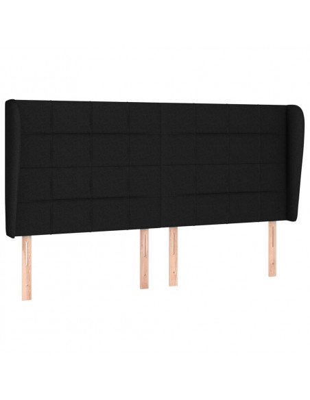 Testiera ad Orecchio Nera 203x23x118/128 cm in Tessuto
