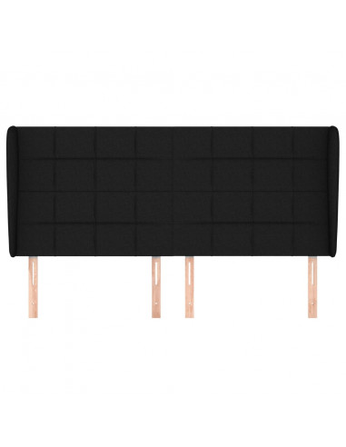 Testiera ad Orecchio Nera 203x23x118/128 cm in Tessuto