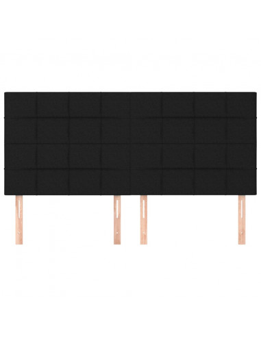 Testiera 4 pz Nera 80x5x78/88 cm in Tessuto