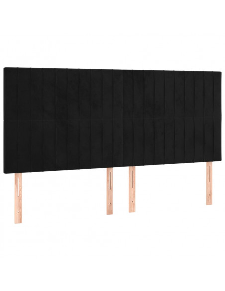 Testiere 4 pz Nere 100x5x78/88 cm in Velluto