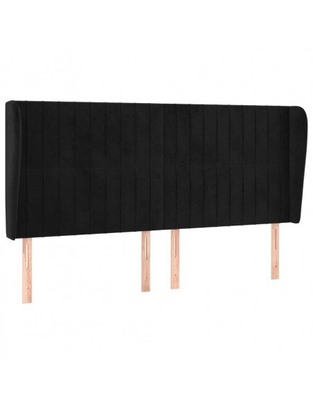 Testiera ad Orecchio Nera 203x23x118/128 cm in Velluto