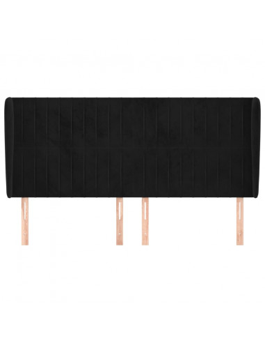Testiera ad Orecchio Nera 203x23x118/128 cm in Velluto