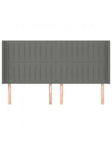 Testiera ad Orecchio GrigioScuro 183x16x118/128cm inTessuto