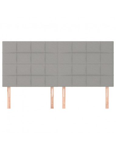 Testiera 4 pz Grigio Chiaro 90x5x78/88 cm in Tessuto