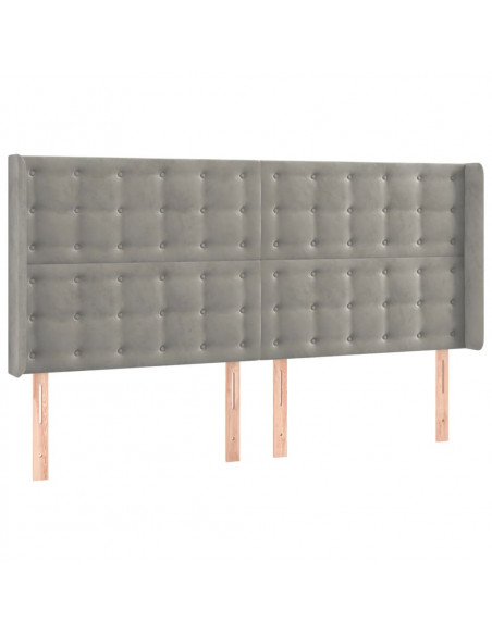 Testiera ad Orecchio Grigio Chiaro 163x16x118/128 cm in Velluto