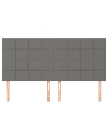 Testiera 4 pz Grigio Scuro 90x5x78/88 cm in Tessuto