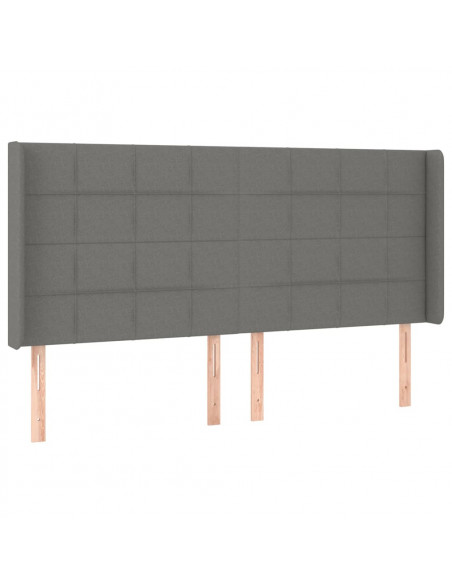 Testiera ad Orecchio GrigioScuro 183x16x118/128cm inTessuto