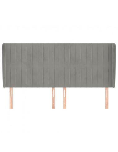 Testiera ad Orecchio Grigio Chiaro 183x23x118/128 cm in Velluto