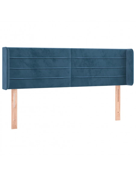 Testiera ad Orecchio Blu Scuro 147x16x78/88 cm in Velluto