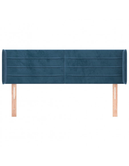 Testiera ad Orecchio Blu Scuro 147x16x78/88 cm in Velluto