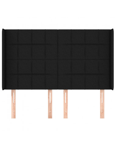 Testiera ad Orecchio Nera 147x16x118/128 cm in Tessuto