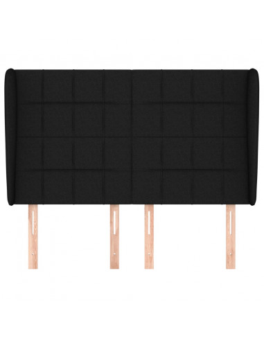 Testiera ad Orecchio Nera 147 x 23 x 118/128 cm in Tessuto