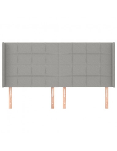 Testiera ad Orecchio Grigio Chiaro 163x16x118/128 cm in Tessuto