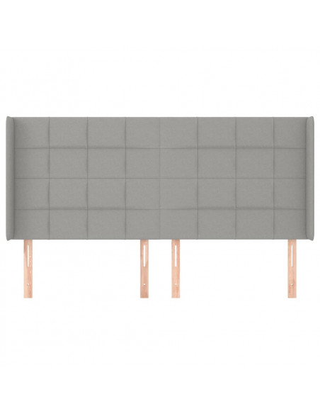 Testiera ad Orecchio Grigio Chiaro 163x16x118/128 cm in Tessuto