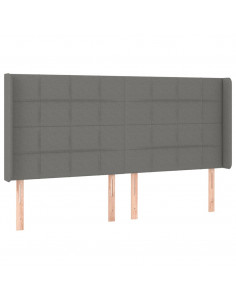 Testiera ad Orecchio GrigioScuro 203x16x118/128cm in Tessuto 2