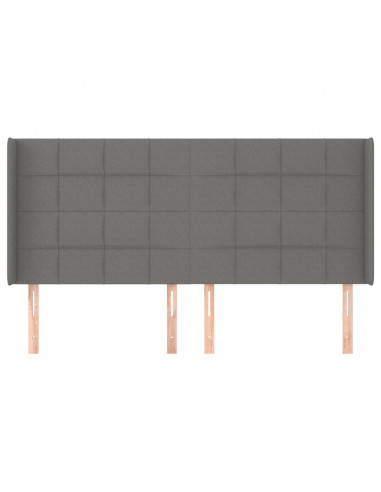 Testiera ad Orecchio GrigioScuro 203x16x118/128cm in Tessuto