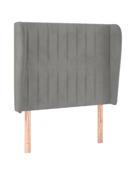 Testiera ad Orecchio Grigio Chiaro 93x23x118/128 cm in Velluto