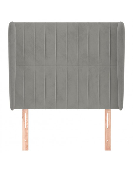 Testiera ad Orecchio Grigio Chiaro 93x23x118/128 cm in Velluto