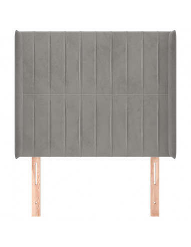 Testiera ad Orecchio Grigio Chiaro 93x16x118/128 cm in Velluto