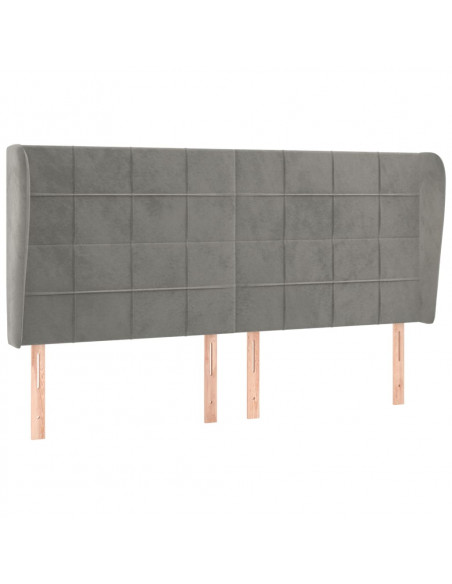 Testiera ad Orecchio Grigio Chiaro 183x23x118/128 cm in Velluto