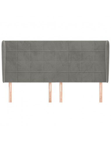 Testiera ad Orecchio Grigio Chiaro 183x23x118/128 cm in Velluto