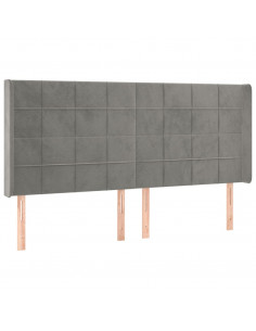 Testiera ad Orecchio Grigio Chiaro 183x16x118/128 cm in Velluto 2