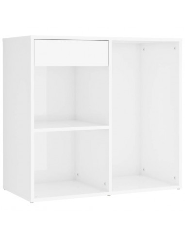 Toeletta LED con Armadietto in Legno Multistrato Bianco Lucido