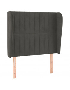 Testiera ad Orecchio Grigio Scuro 93x23x118/128 cm in Velluto 2