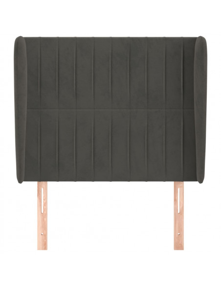 Testiera ad Orecchio Grigio Scuro 93x23x118/128 cm in Velluto
