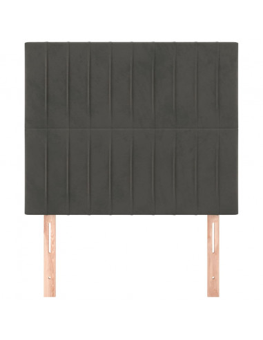 Testiera 2 pz Grigio Scuro 90x5x78/88 cm in Velluto