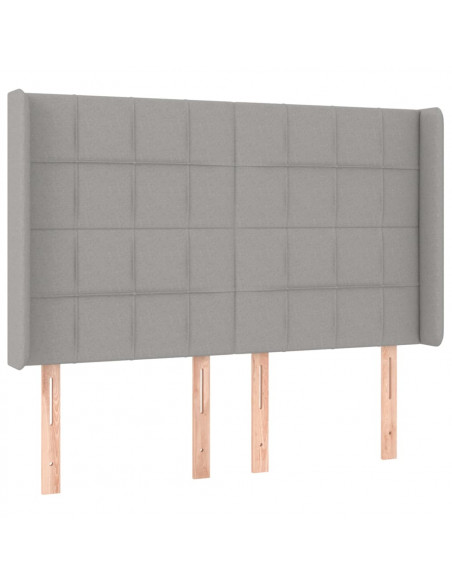 Testiera ad Orecchio Grigio Chiaro 147x16x118/128 cm in Tessuto