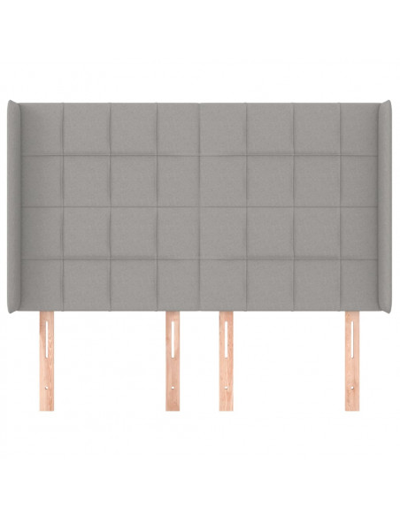 Testiera ad Orecchio Grigio Chiaro 147x16x118/128 cm in Tessuto