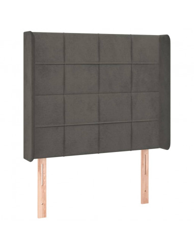 Testiera ad Orecchio Grigio Scuro 93x16x118/128 cm in Velluto