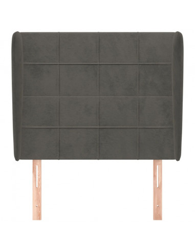 Testiera ad Orecchio Grigio Scuro 93x23x118/128 cm in Velluto